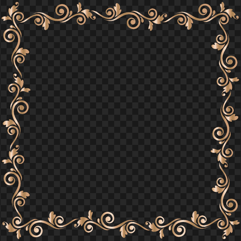 Brown Gold Decorative Pattern Square Frame PNG