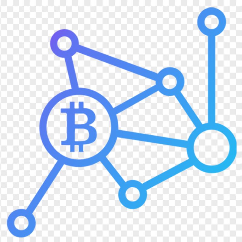 BTC Blockchain Blue Icon PNG