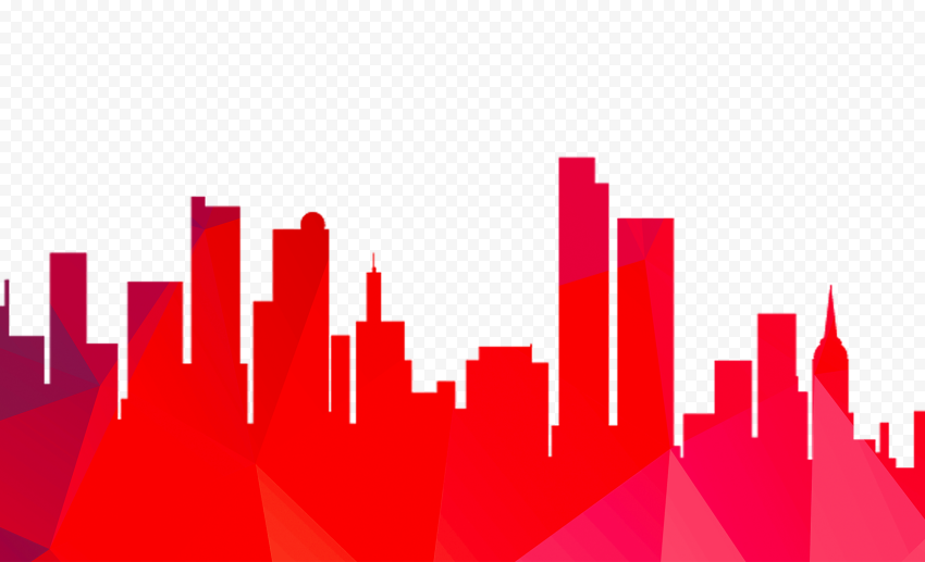 Building City Red Silhouette PNG