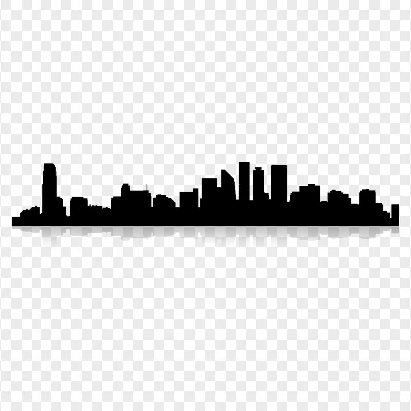 Building Skyline City Landscape Black Silhouette PNG