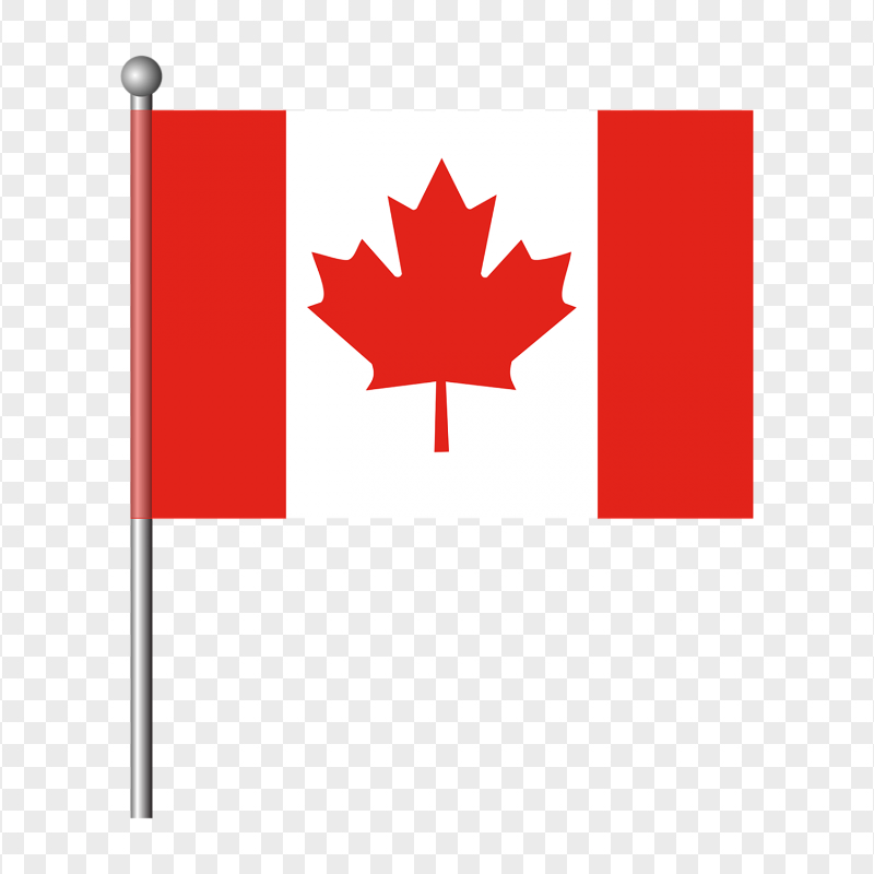 Canada National Flag On Pole Illustration HD PNG