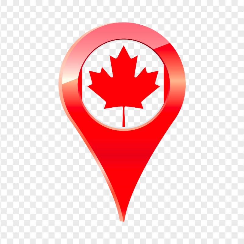 Canadian Leaf Symbol On A Map Pin