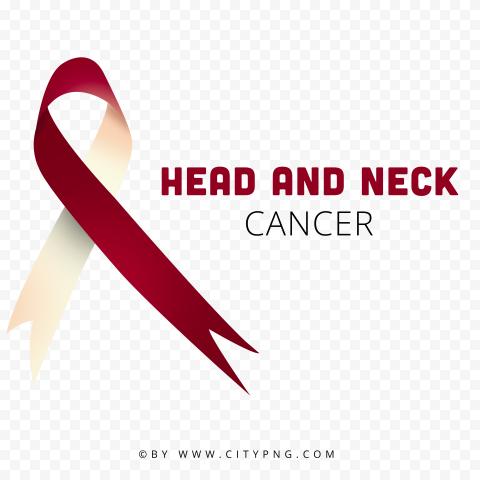 Cancer Head And Neck burgundy & Ivory Ribbon Logo Sign PNG
