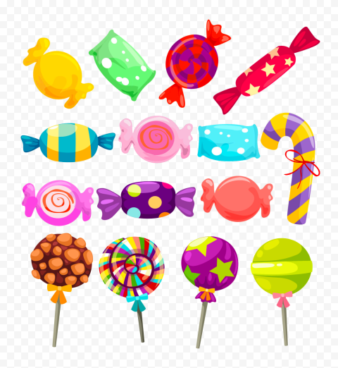 Candies Lollipops Gums Vector Cartoon PNG Image