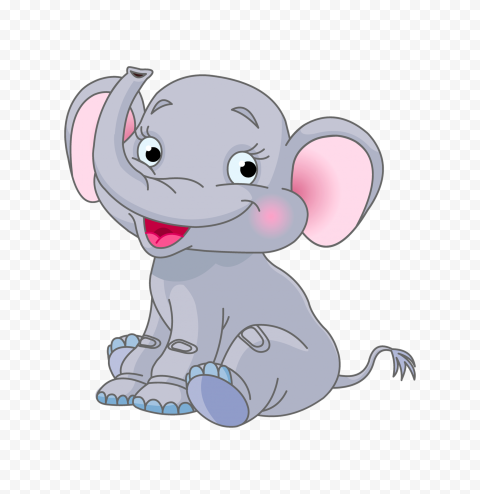 Cartoon Baby Cute Elephant Sitting Down PNG