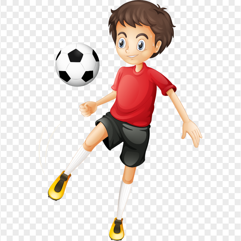 Cartoon Child Playing Soccer Ball HD PNG