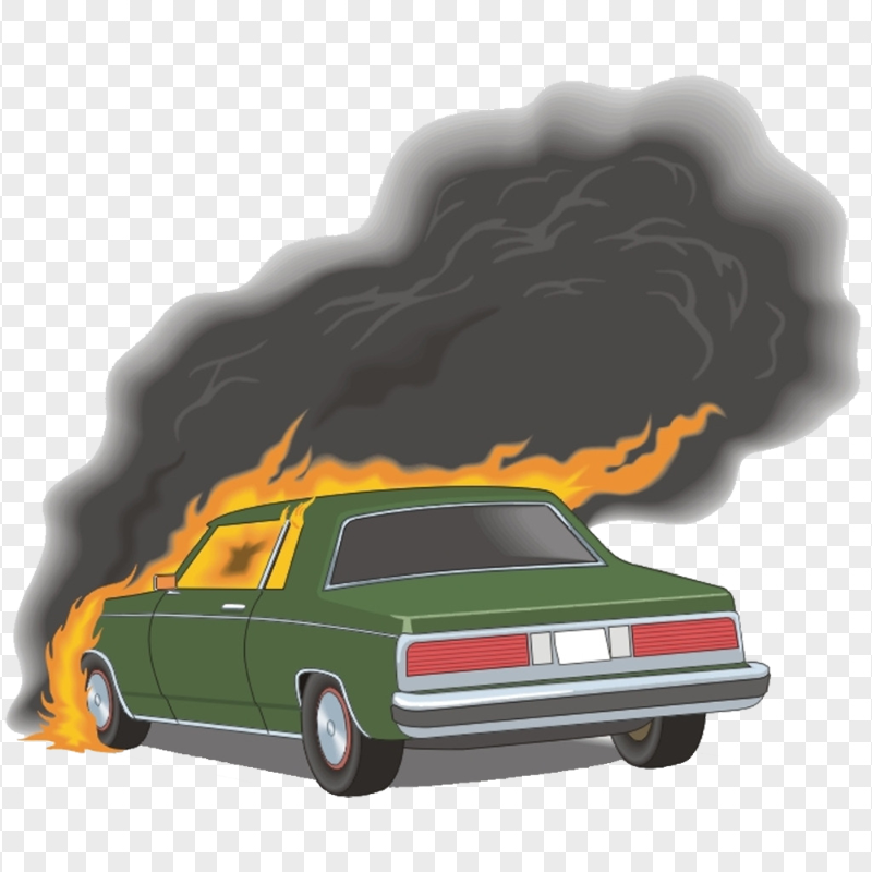 Cartoon Clipart Car On Fire PNG