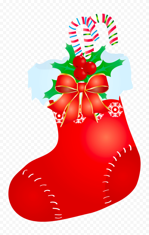 Cartoon Clipart Christmas Socks With Candy Cane PNG