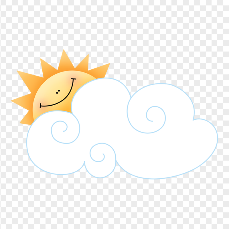 Cartoon Clipart Cloud & Smiling Sun PNG