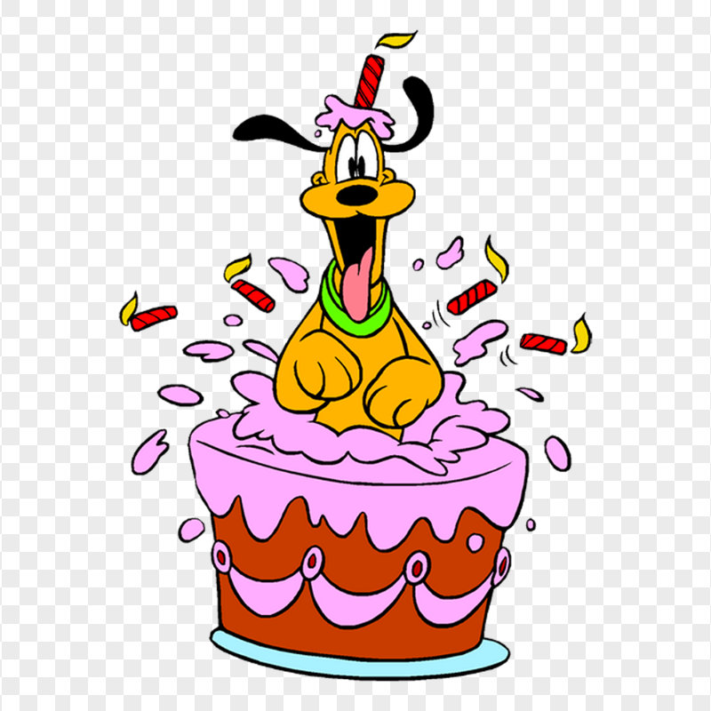 Cartoon Clipart Pluto Birthday Cake PNG Image