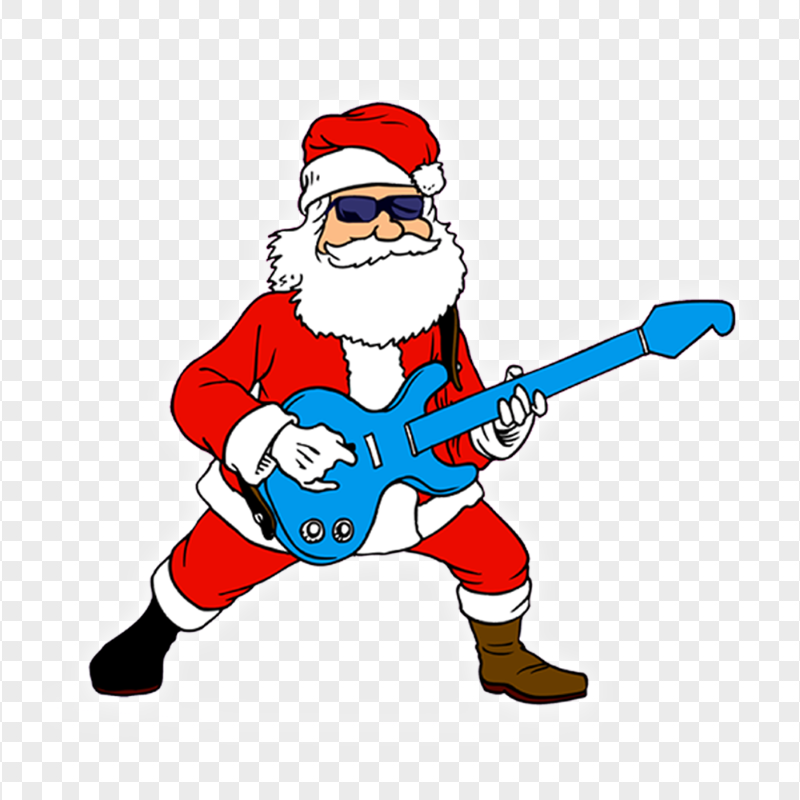 Cartoon Clipart Santa Claus Playing Guitar