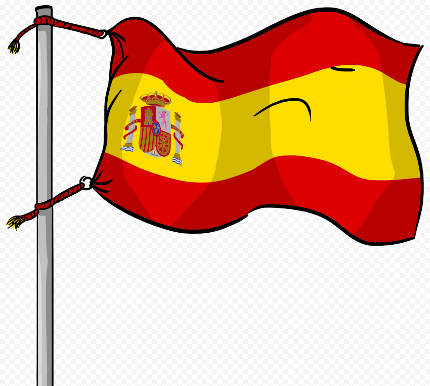 Cartoon Clipart Spain Flag Pole HD PNG Citypng
