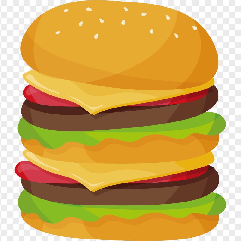 Cartoon Illustration Juicy Hamburger Cheeseburger