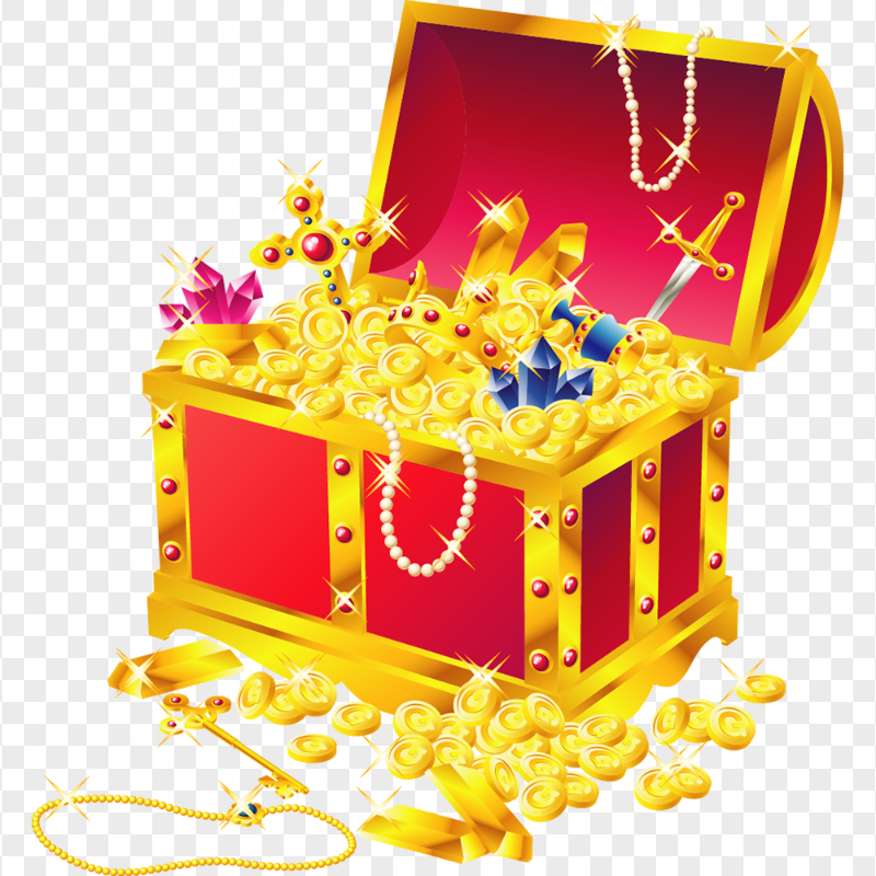 Cartoon Illustration Treasure Chest Download PNG