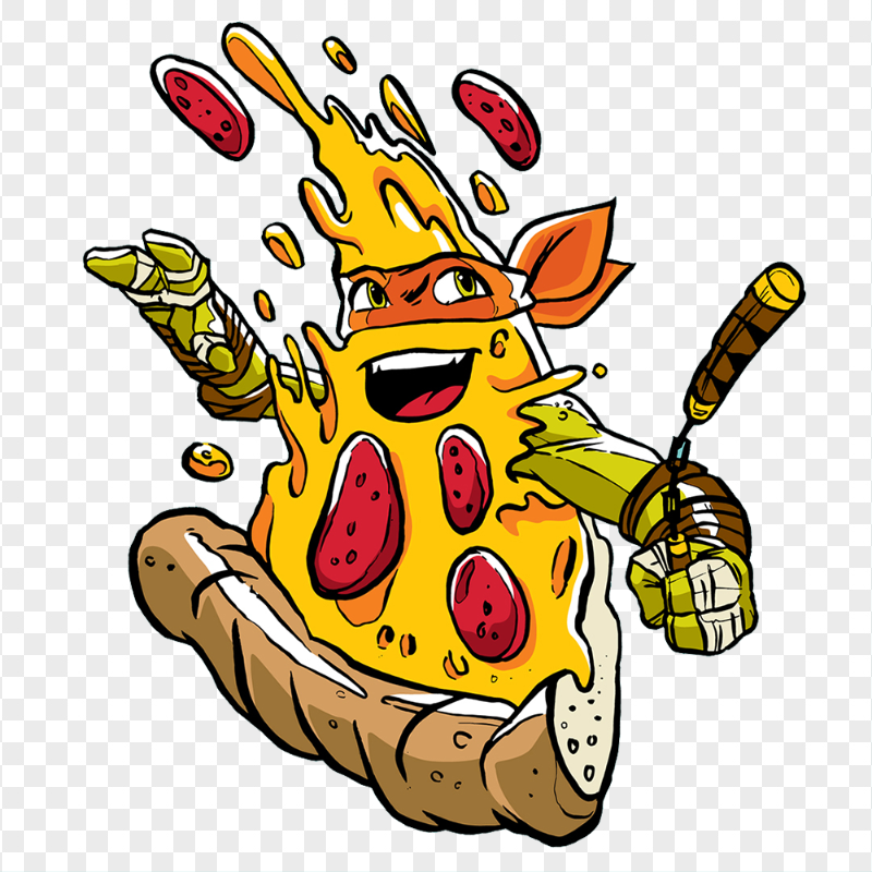 Cartoon Ninja Pizza Slice HD Transparent Background