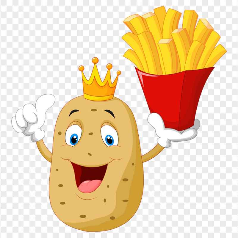 Cartoon Potato Character Holding A Fries Cup
