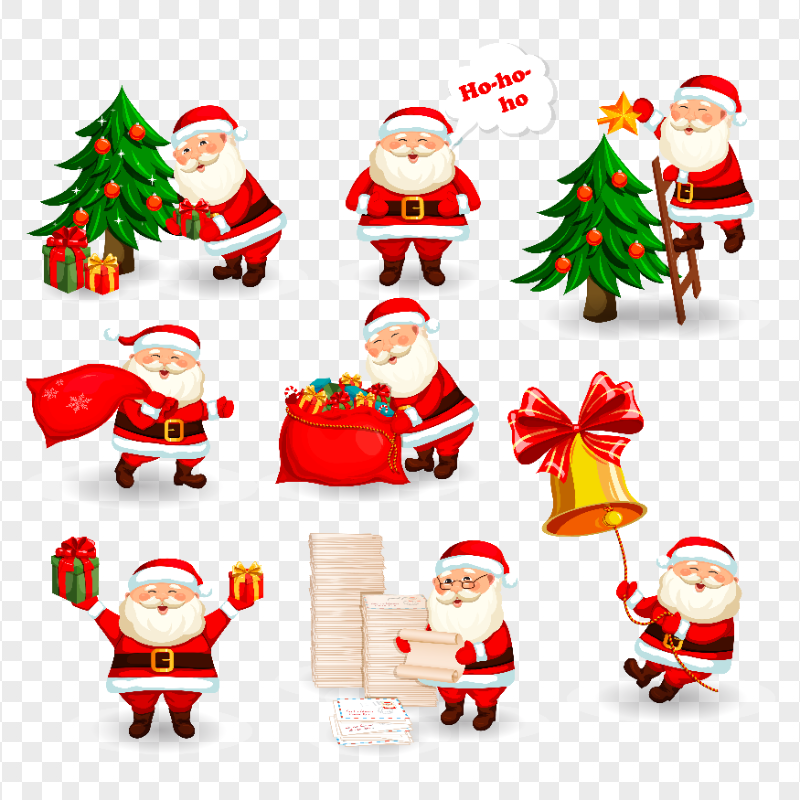 Cartoon Santa Collection Different Character PNG