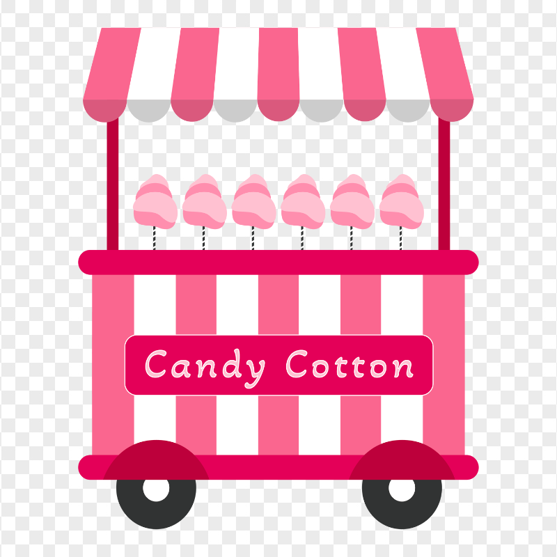 Cartoon Vector Pink Cute Candy Cotton Cart HD PNG