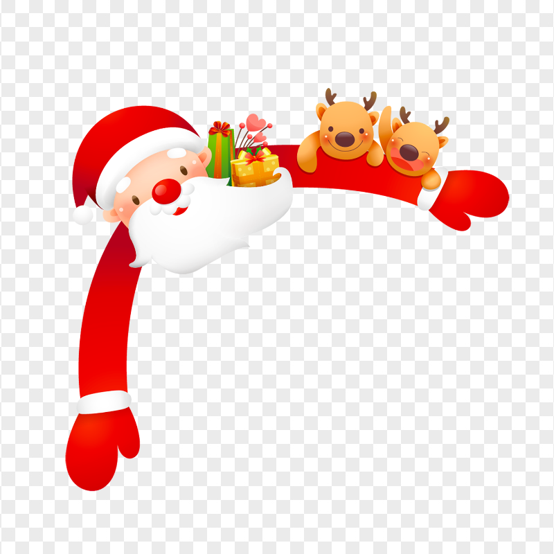 Cartoon Vector Santa Open Hands Corner PNG Image