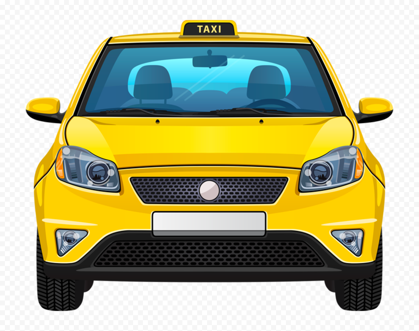Cartoon Yellow Cab Taxi Car Front View PNG Citypng