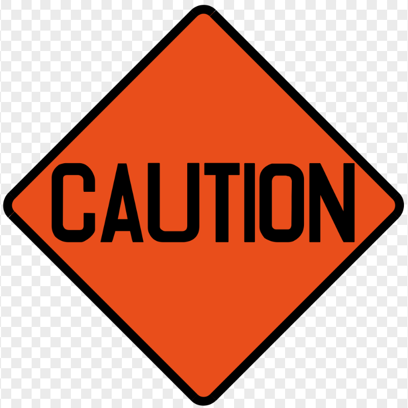 Caution Warning Orange Road Works Sign