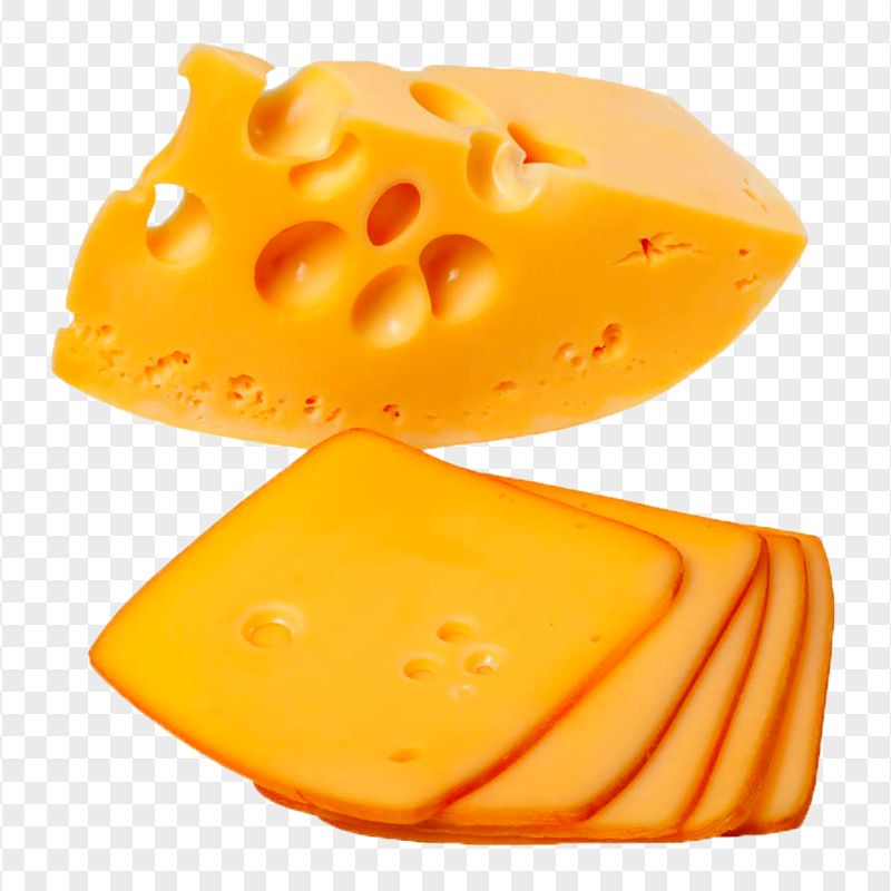 Cheddar Yellow Cheese Slices Food PNG Image