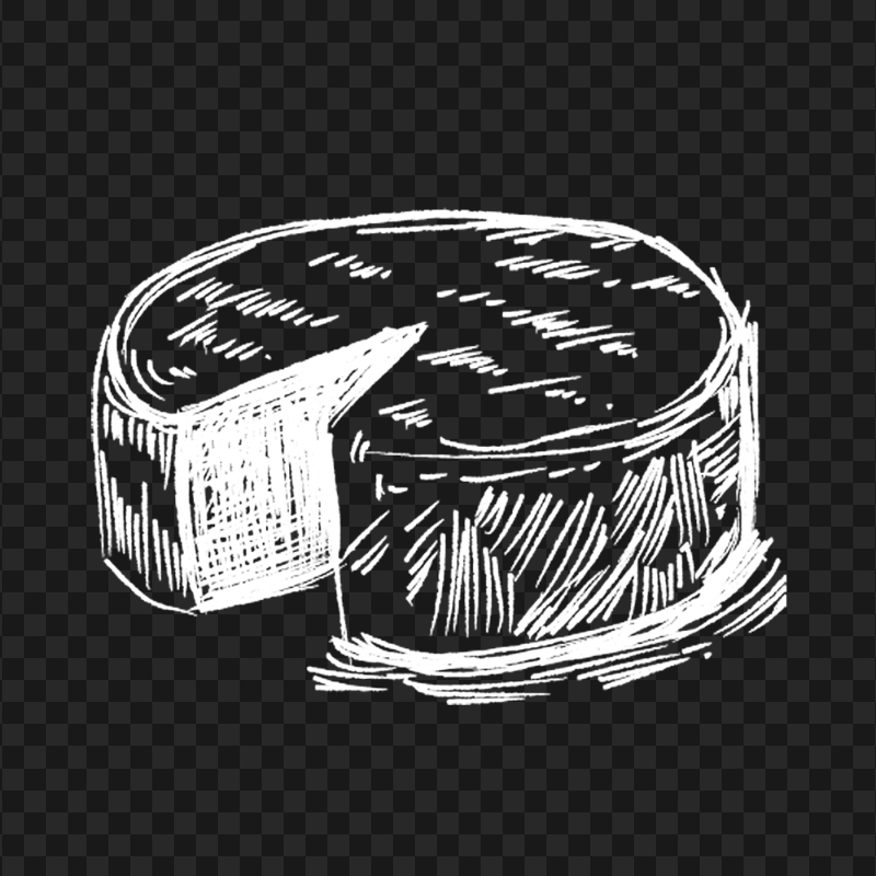 Cheese Wheel White Sketch Drawing PNG