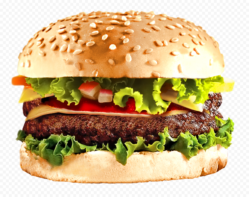 Cheeseburger  With Vegetables PNG