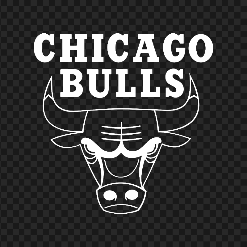 Chicago Bulls White Outline Logo HD PNG