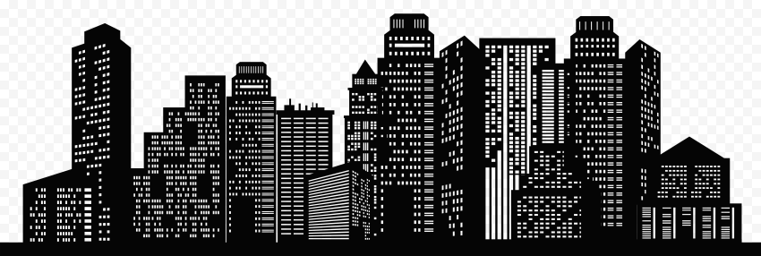 Chicago City Skyline Black Silhouette PNG Image