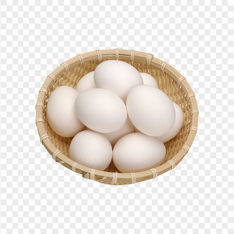 Chicken White Eggs in Bamboo Basket HD Transparent PNG