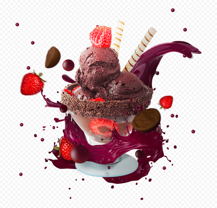 Chocolate Ice Cream Glass Bowl Splash PNG Image | Citypng