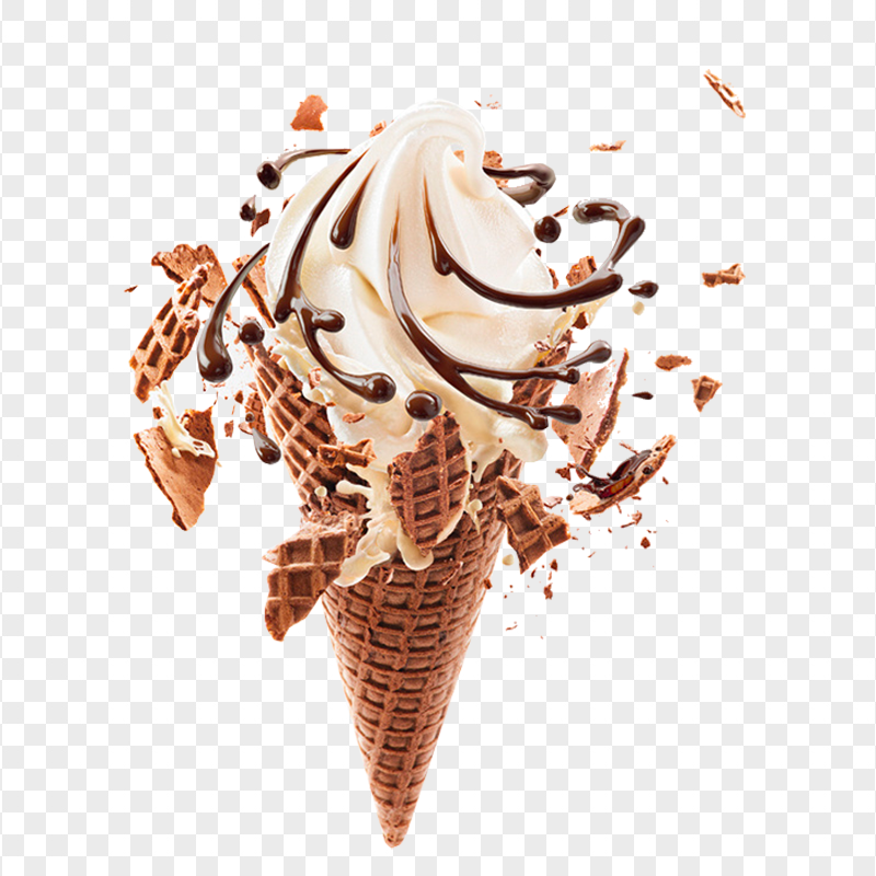 Chocolate Milk Ice Cream Cone Explosion FREE PNG