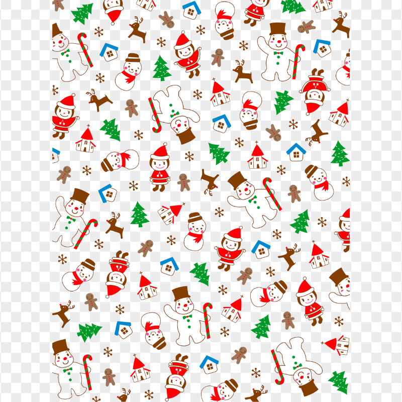 Christmas Cartoon Items Pattern Seamless PNG Image