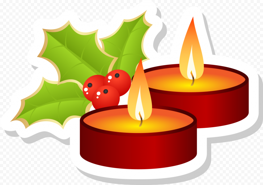 Christmas Cartoon Tealight Candles Stickers HD PNG