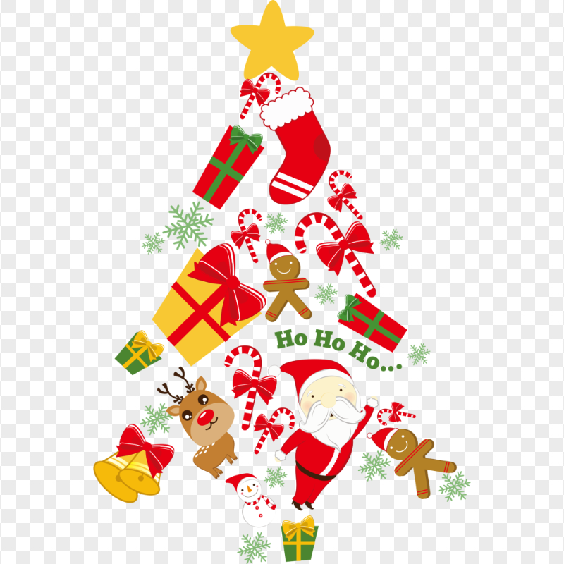 Christmas Elements Tree Shape Illustration PNG