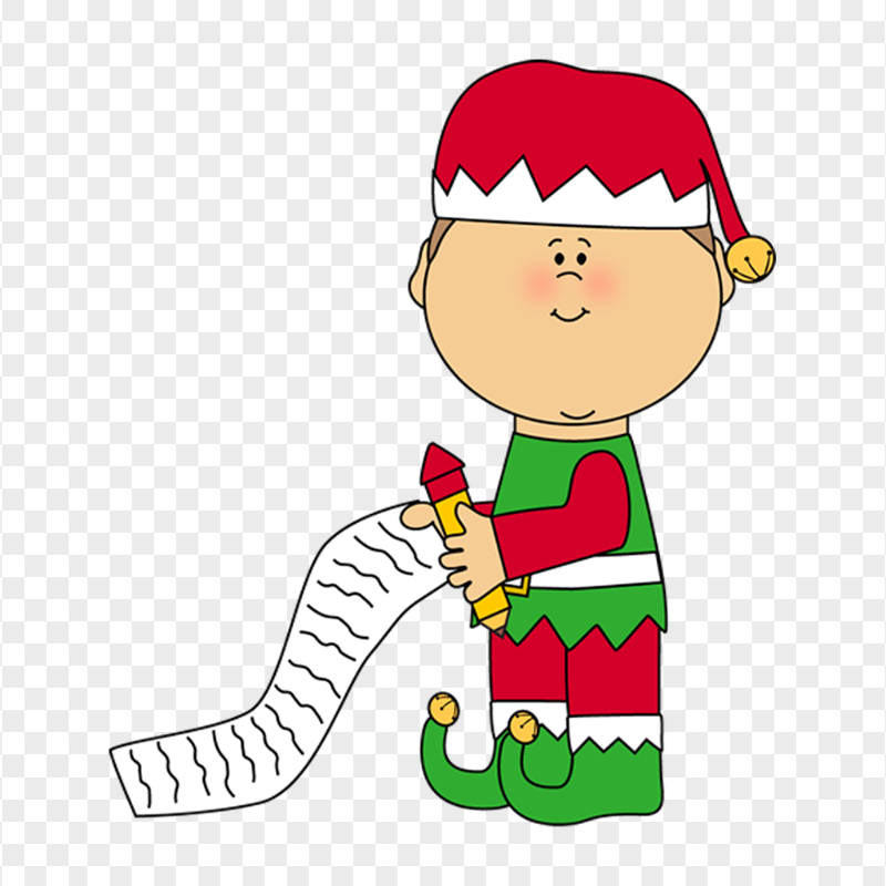 Christmas Fat Elf Holding A List Clipart Image PNG