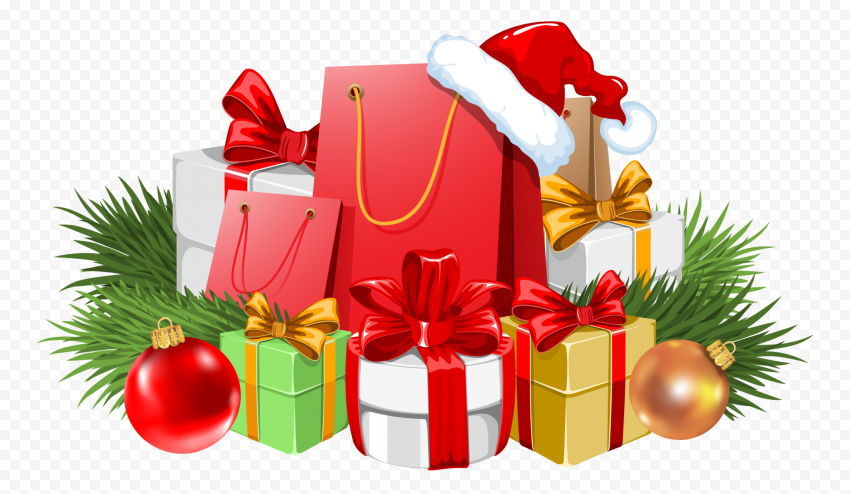 Christmas Gifts Boxes And Bags On Floor Illustration