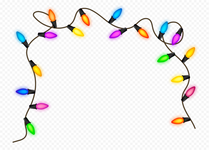Christmas Holidays Colored Lights String Frame PNG