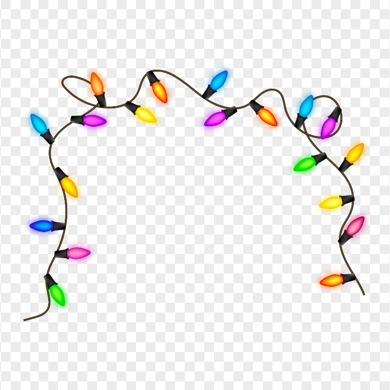 Christmas Holidays Colored Lights String Frame PNG