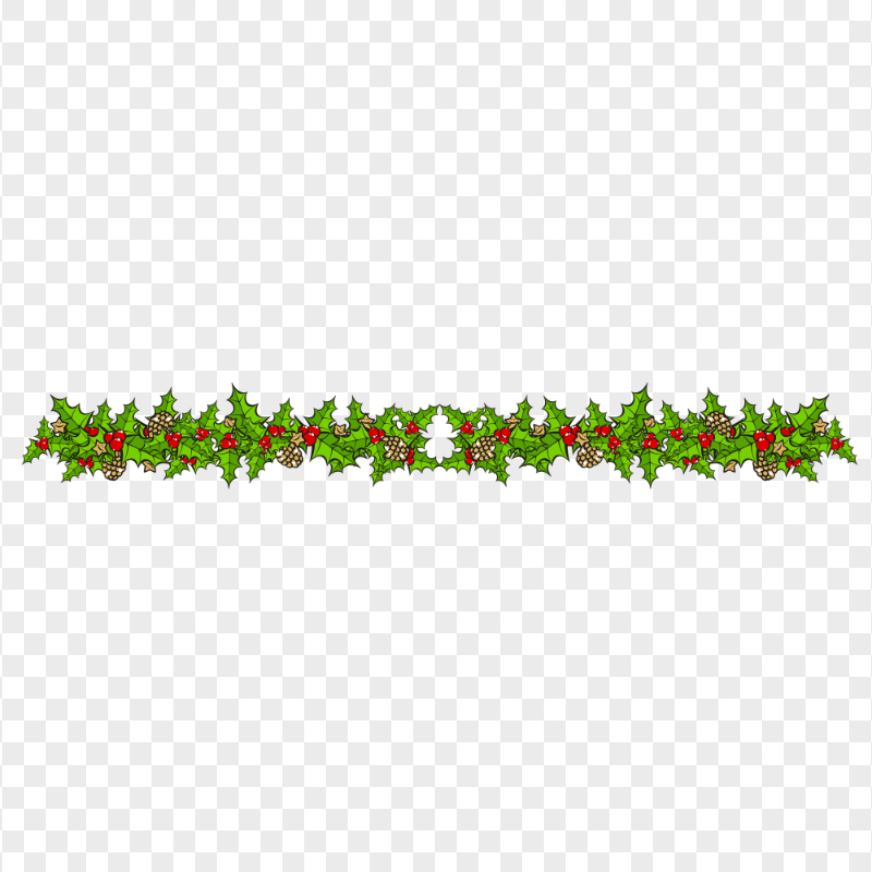 Christmas Holly Berry Leaves Border PNG