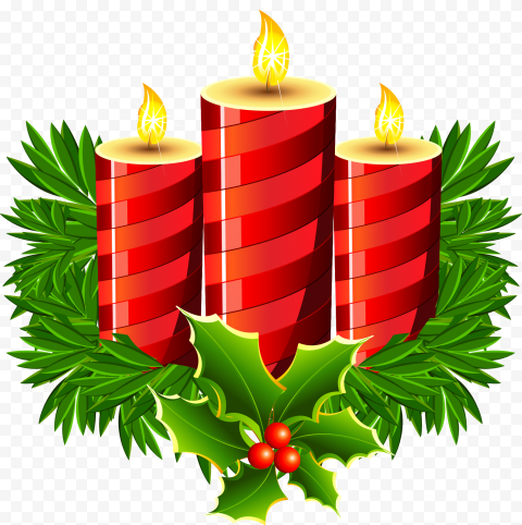 Christmas Pine Leaves And Candles Illustration