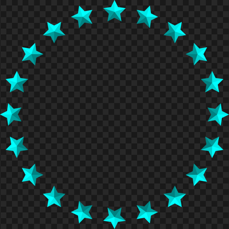 Circle Stars Blue Border Frame PNG Image