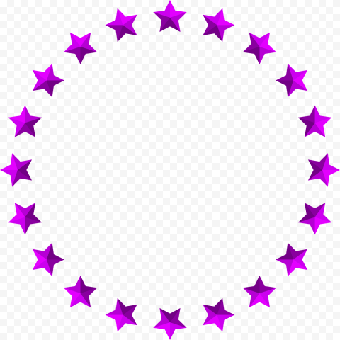 Circle Stars Purple Border Frame PNG