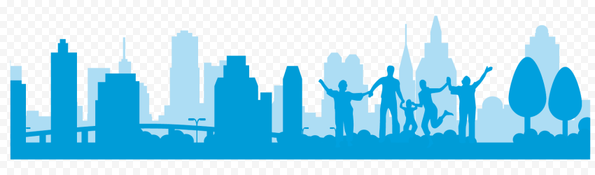 City Skyscrapers Blue Silhouette HD PNG