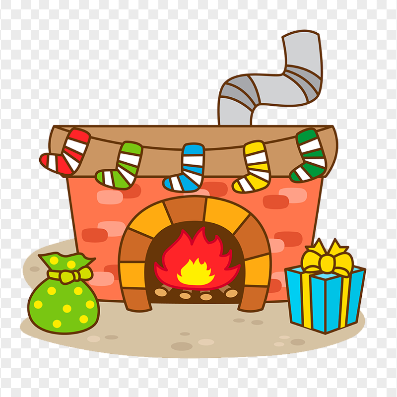 Clipart Cartoon Christmas Stocking Chimney PNG