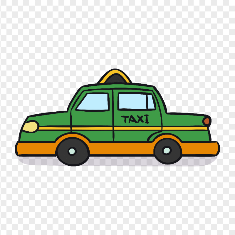 Clipart Cartoon Green Taxi Car FREE PNG
