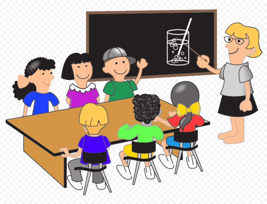 Clipart Cartoon Teacher And Students Image PNG | Citypng
