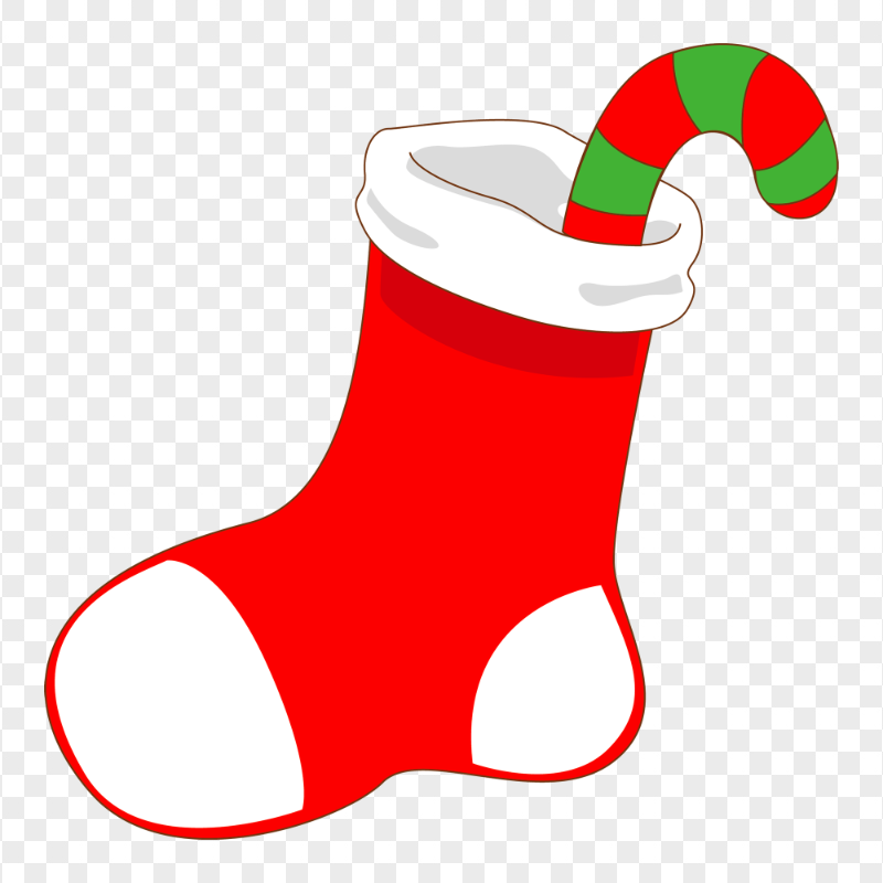 Clipart Christmas Santa Socks With Candy Cane PNG