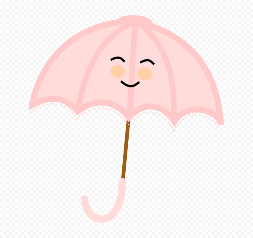 Clipart Cute Umbrella Smiling Character PNG